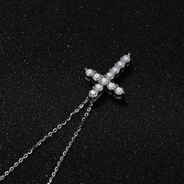Remarkable High Quality Moissanite Diamonds Cross D 18K WGP Diamond Necklaces - Fine Religious Jewellery - The Jewellery Supermarket
